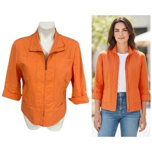 Coldwater Creek Blazer Womens Size 10 Jacket Harvest Fall Halloween Work Zip Up